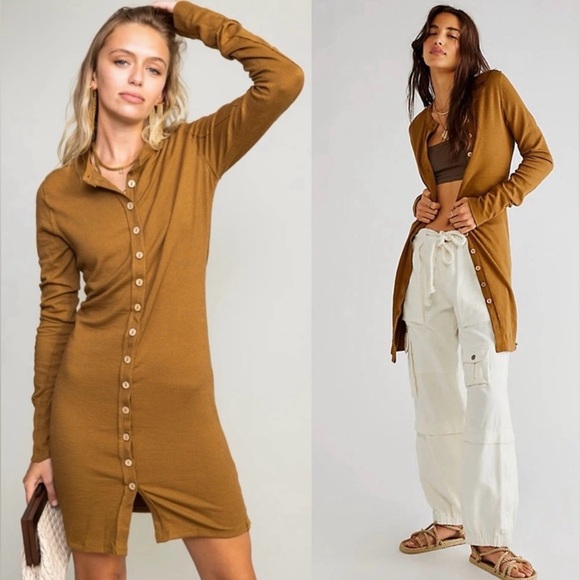 Free People We The Free  Gia Cardi  Bodycon Open Front Dress Cardigan  Sz XS. - Picture 1 of 15